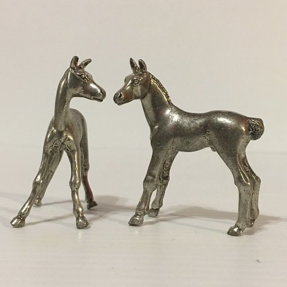 Vtg KIRK Pewter Horse Colt Pony Figurine 2.5" X 2 Collectable - Picture 1 of 6